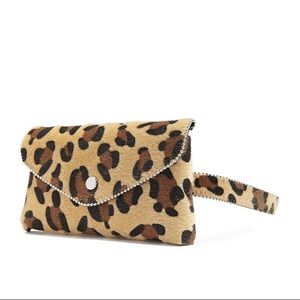 Leopard hair like material fanny pack belt bag